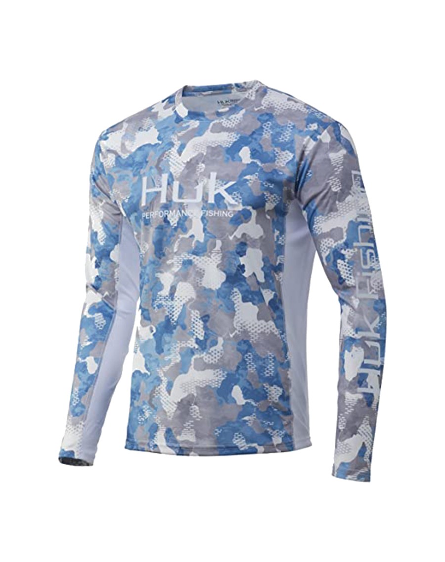 HUK Icon X Ice Boat Refraction Camo sun hoodie